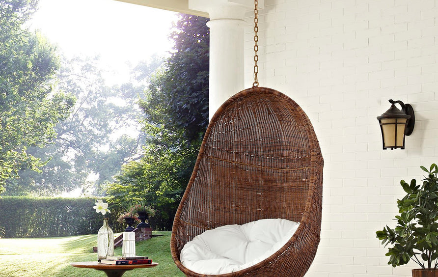 Foehn Outdoor Patio Swing Chair Without Stand in Coffee White