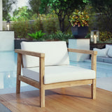 Fable Outdoor Patio Teak Armchair in Natural White
