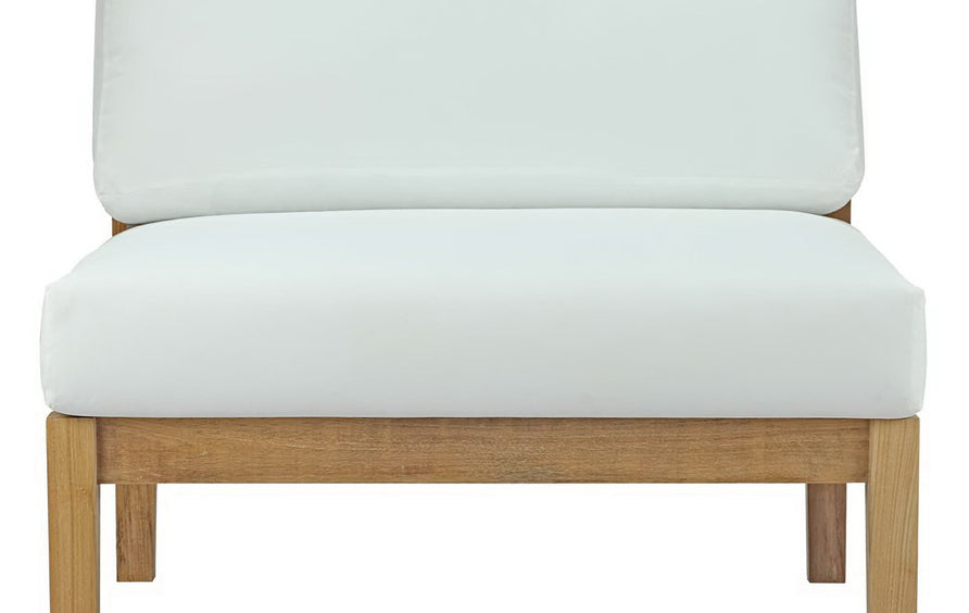 Fable Outdoor Patio Teak Armless in Natural White