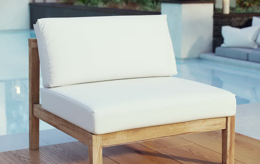 Fable Outdoor Patio Teak Armless in Natural White