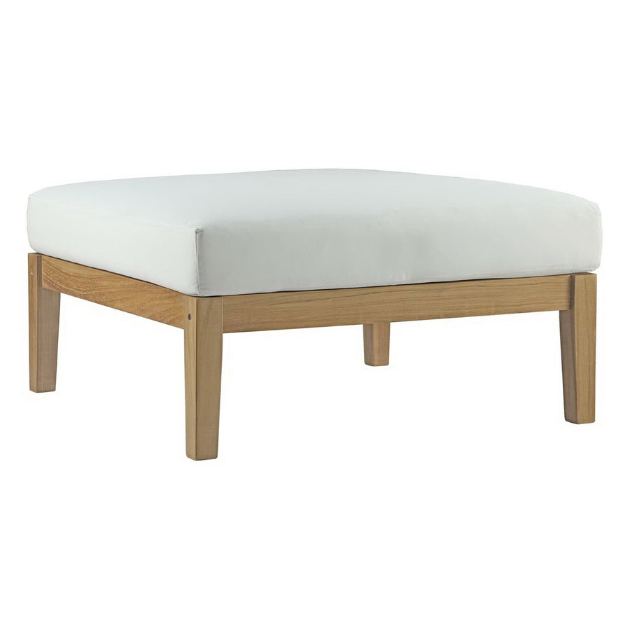Fable Outdoor Patio Teak Ottoman in Natural White