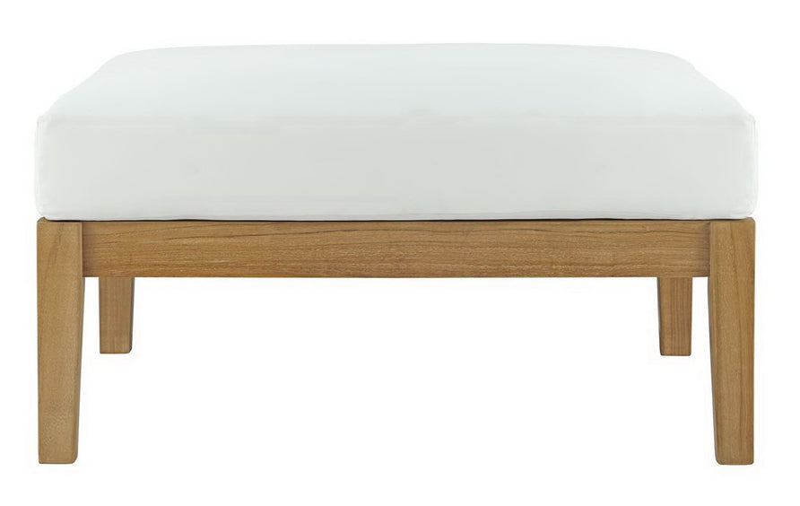 Fable Outdoor Patio Teak Ottoman in Natural White
