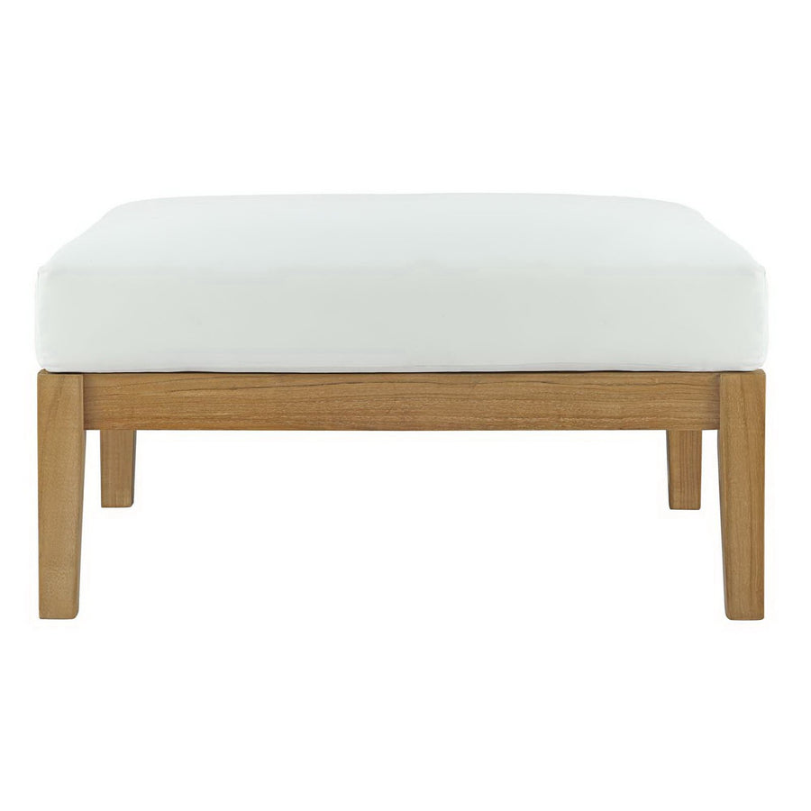 Fable Outdoor Patio Teak Ottoman in Natural White