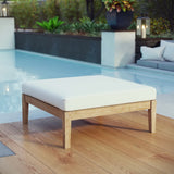 Fable Outdoor Patio Teak Ottoman in Natural White