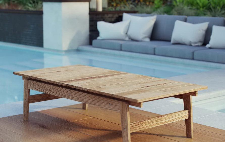 Fable Outdoor Patio Teak Coffee Table in Natural