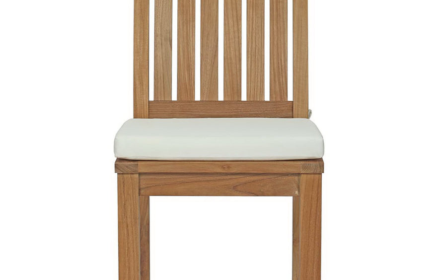 Cove Outdoor Patio Teak Dining Chair in Natural White
