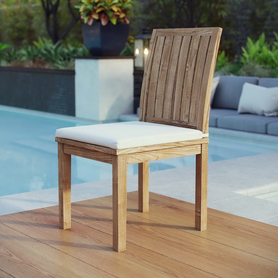Cove Outdoor Patio Teak Dining Chair in Natural White