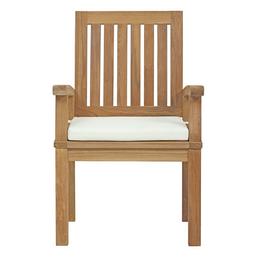 Cove Outdoor Patio Teak Dining Chair in Natural White
