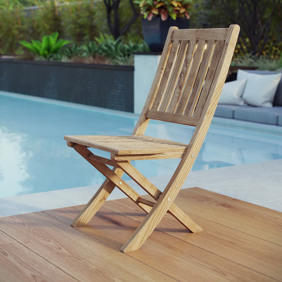 Cove Outdoor Patio Teak Folding Chair in Natural