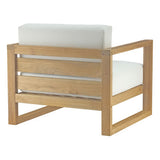 Cedar Outdoor Patio Teak Armchair in Natural White