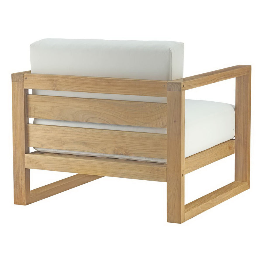 Cedar Outdoor Patio Teak Armchair in Natural White