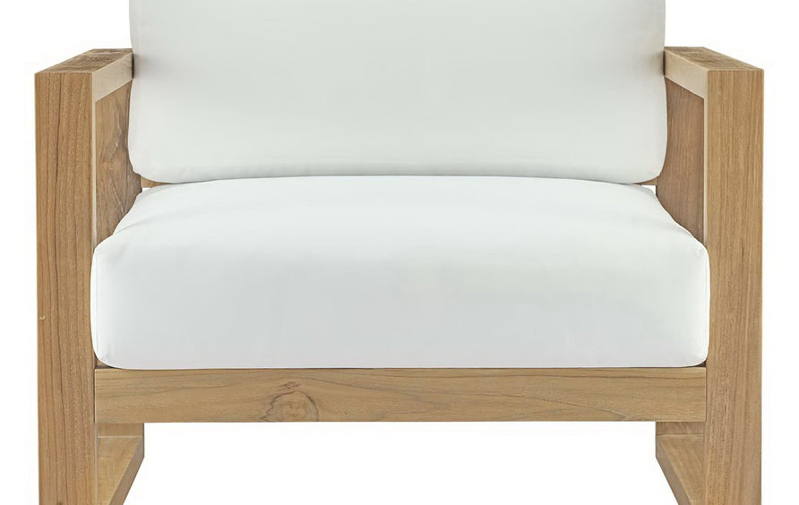 Cedar Outdoor Patio Teak Armchair in Natural White