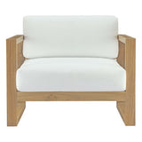 Cedar Outdoor Patio Teak Armchair in Natural White