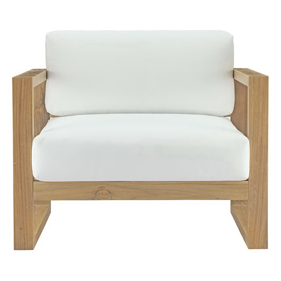 Cedar Outdoor Patio Teak Armchair in Natural White