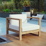 Cedar Outdoor Patio Teak Armchair in Natural White