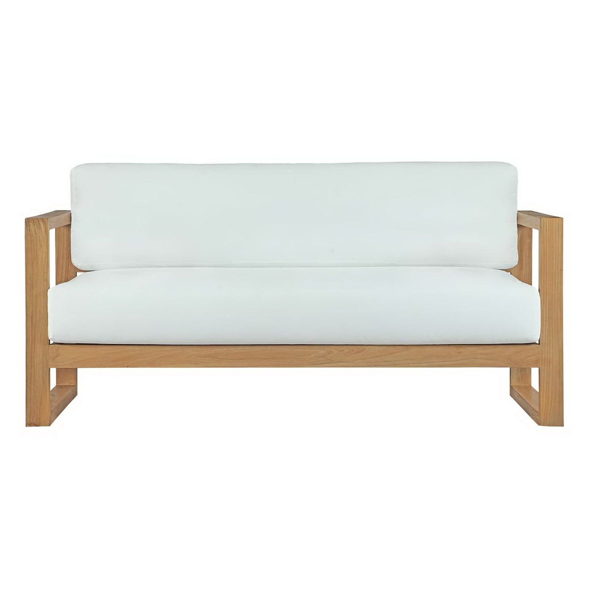 Upland Outdoor Patio Teak Sofa in Natural White
