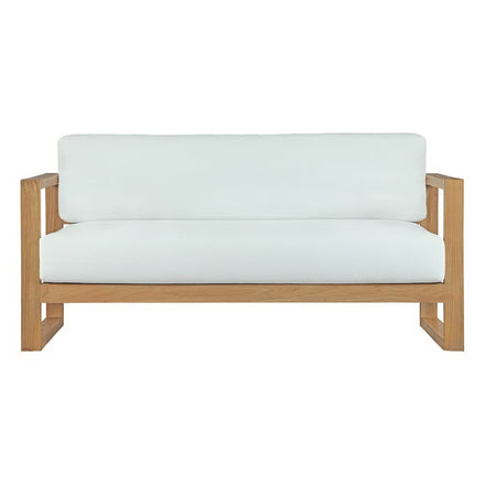 Upland Outdoor Patio Teak Sofa in Natural White