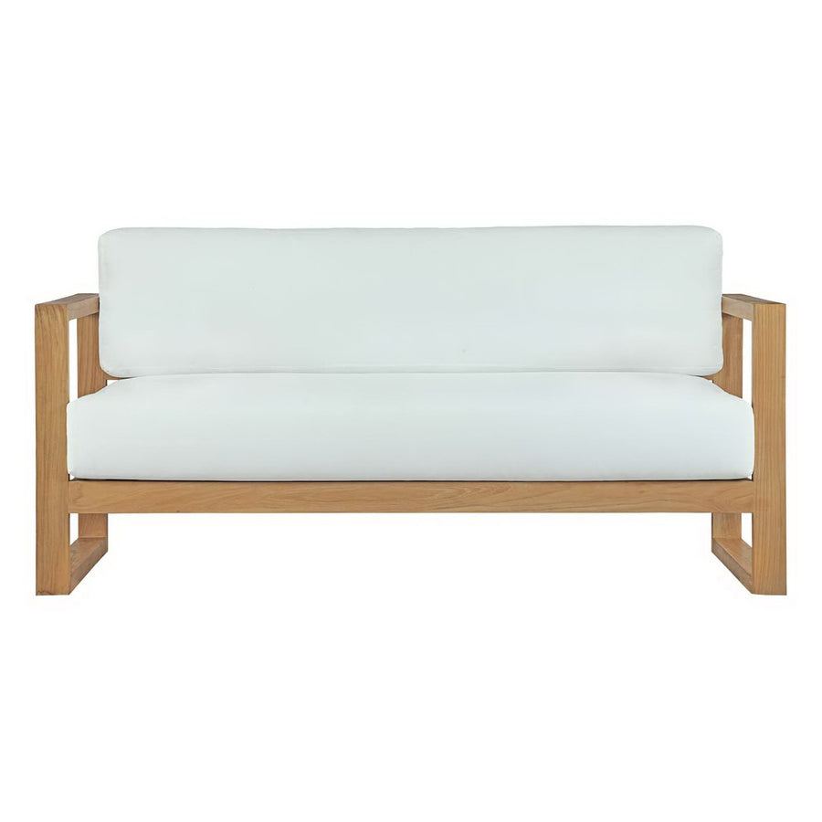 Cedar Outdoor Patio Teak Sofa in Natural White