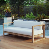 Cedar Outdoor Patio Teak Sofa in Natural White