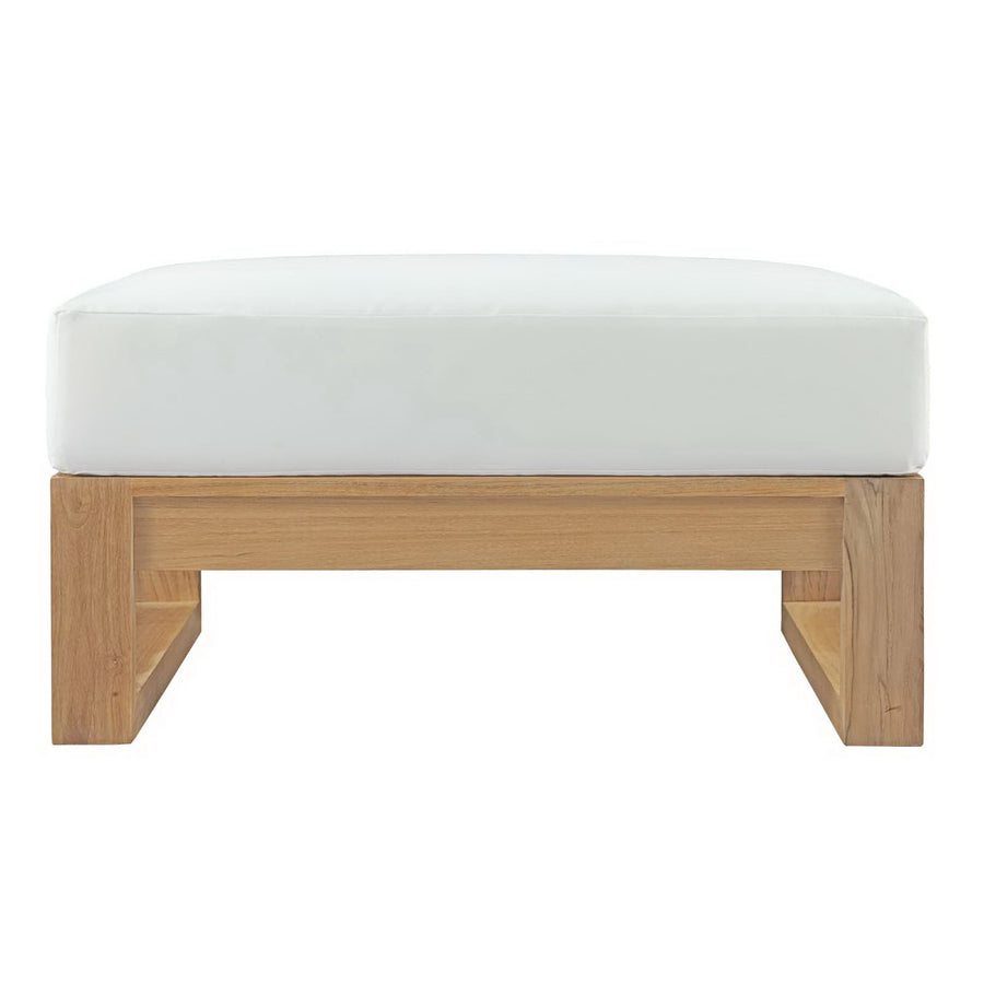 Cedar Outdoor Patio Teak Ottoman in Natural White