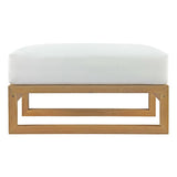 Cedar Outdoor Patio Teak Ottoman in Natural White