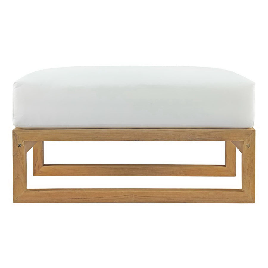 Cedar Outdoor Patio Teak Ottoman in Natural White