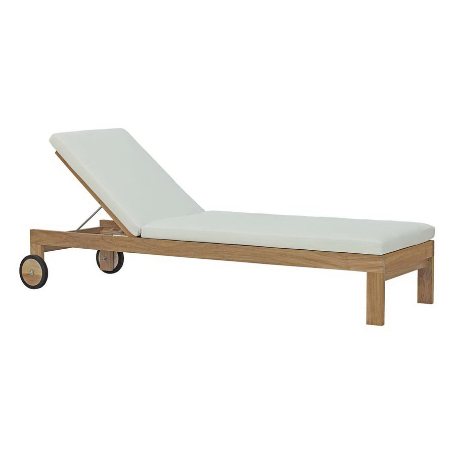 Cedar Outdoor Patio Teak Chaise in Natural White