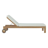 Cedar Outdoor Patio Teak Chaise in Natural White