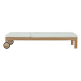Cedar Outdoor Patio Teak Chaise in Natural White