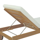 Cedar Outdoor Patio Teak Chaise in Natural White