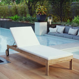 Cedar Outdoor Patio Teak Chaise in Natural White