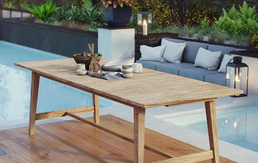 Kit Outdoor Patio Teak Dining Table in Natural