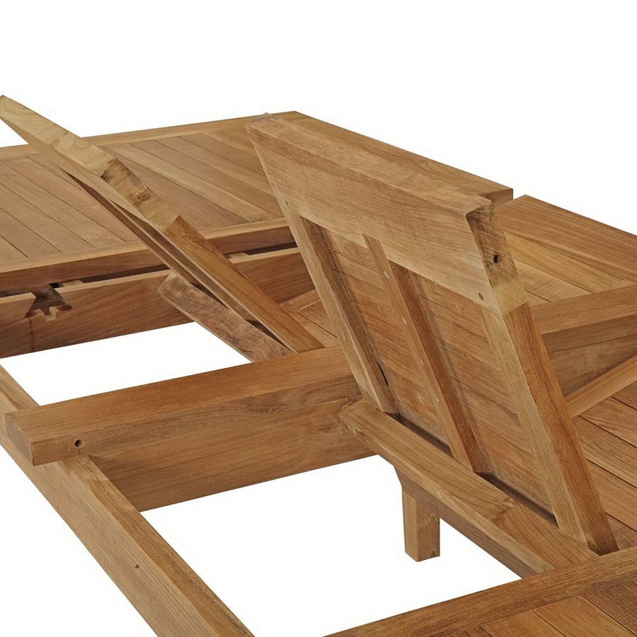 Cove Extendable Outdoor Patio Teak Dining Table in Natural