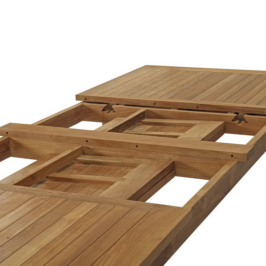 Cove Extendable Outdoor Patio Teak Dining Table in Natural