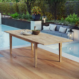 Cove Extendable Outdoor Patio Teak Dining Table in Natural