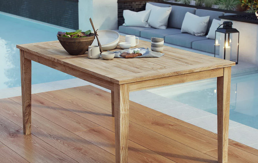 Cove 60" Outdoor Patio Teak Dining Table in Natural