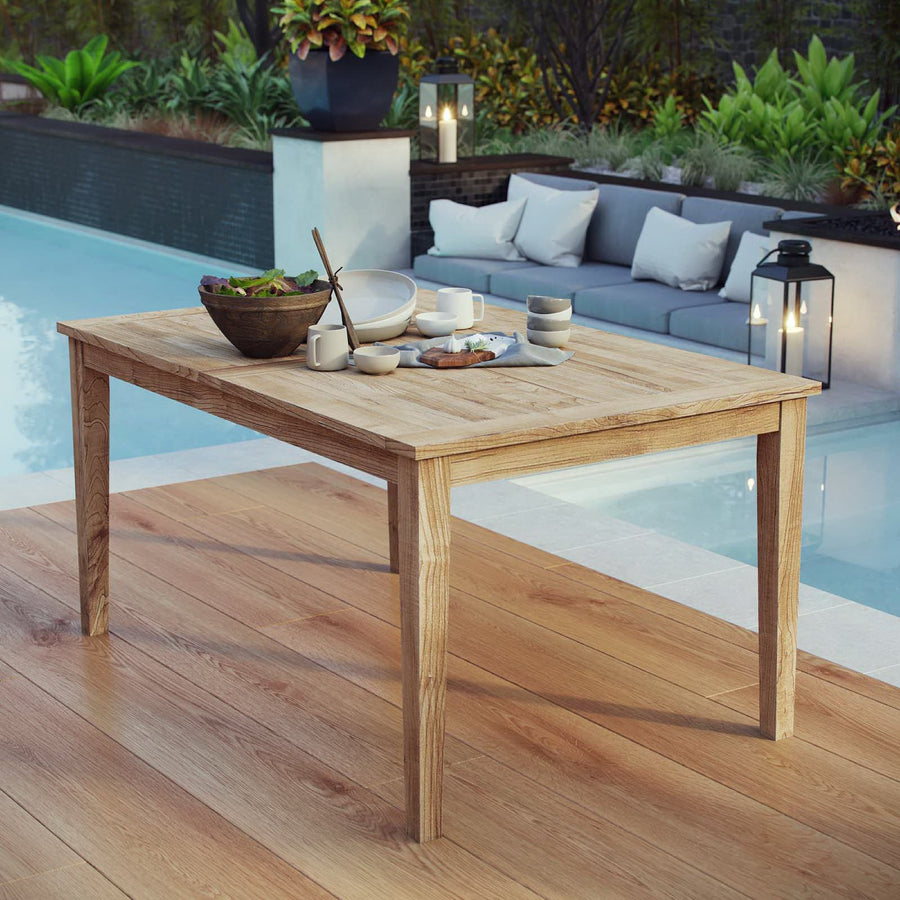 Cove 60" Outdoor Patio Teak Dining Table in Natural