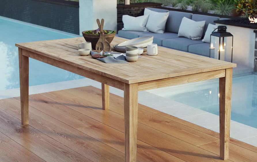 Cove 72" Outdoor Patio Teak Dining Table in Natural