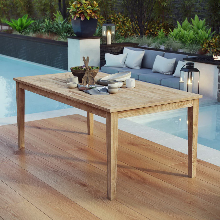 Cove 72" Outdoor Patio Teak Dining Table in Natural