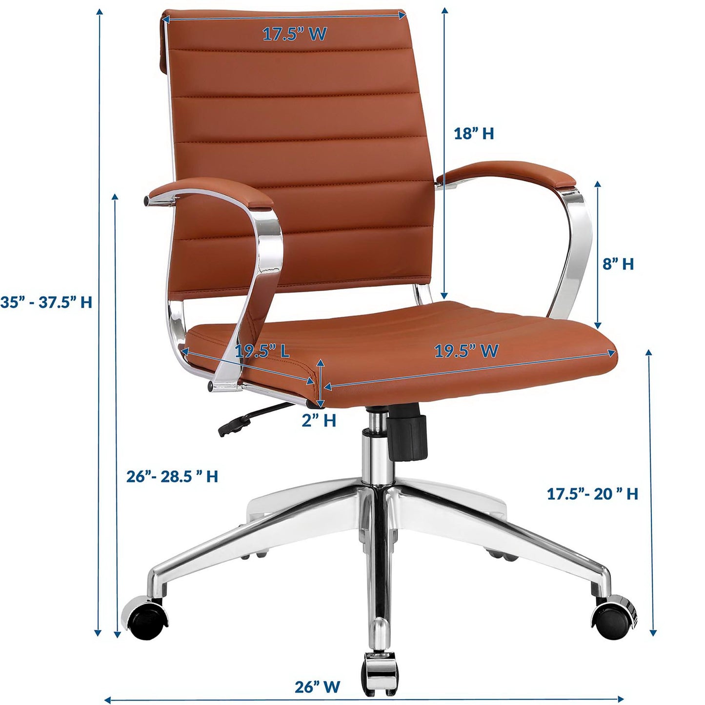 Vanilla Mid Back Office Chair in Terracotta