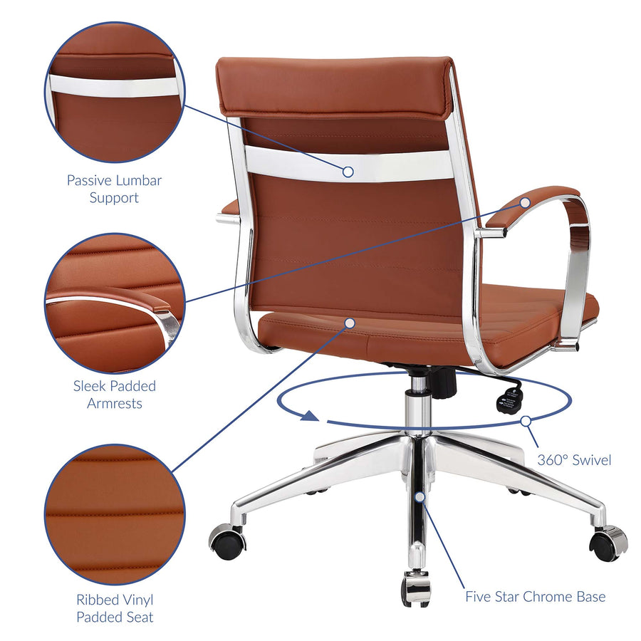 Vanilla Mid Back Office Chair in Terracotta