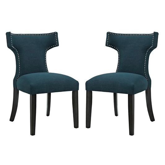 Curve Fabric Dining Side Chair Set of 2 by Furniture For America