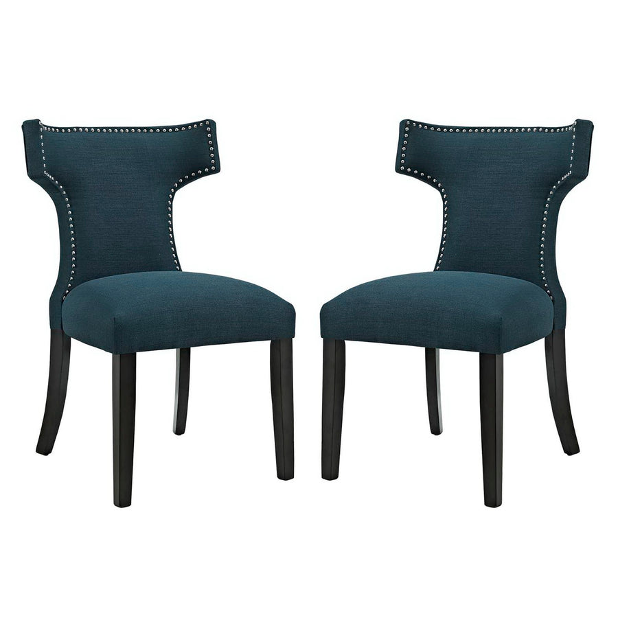 Spire Fabric Dining Side Chair Set of 2 in Azure