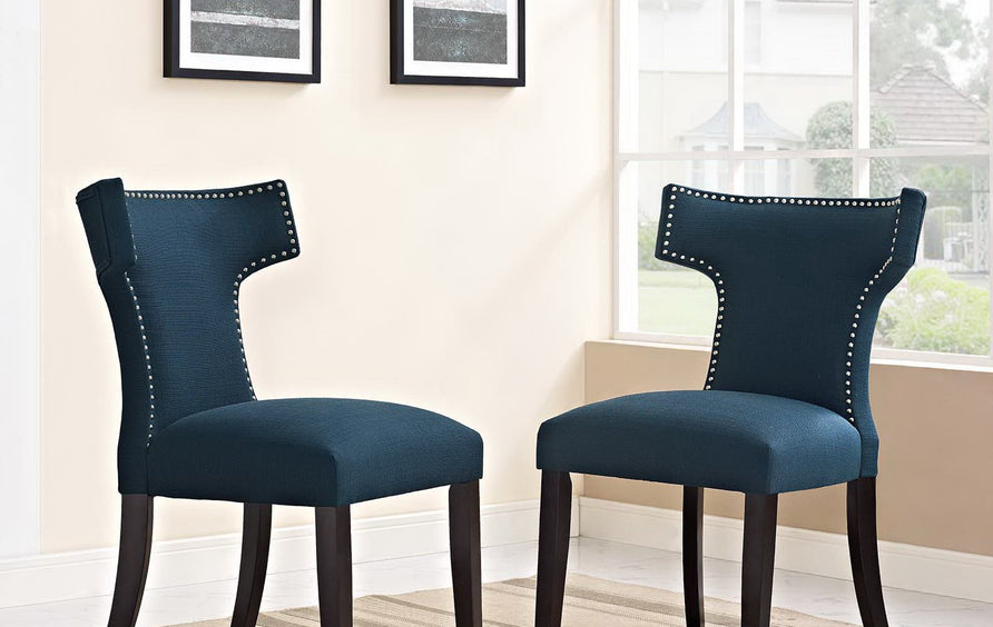Spire Fabric Dining Side Chair Set of 2 in Azure