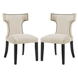 Spire Fabric Dining Side Chair Set of 2 in Beige