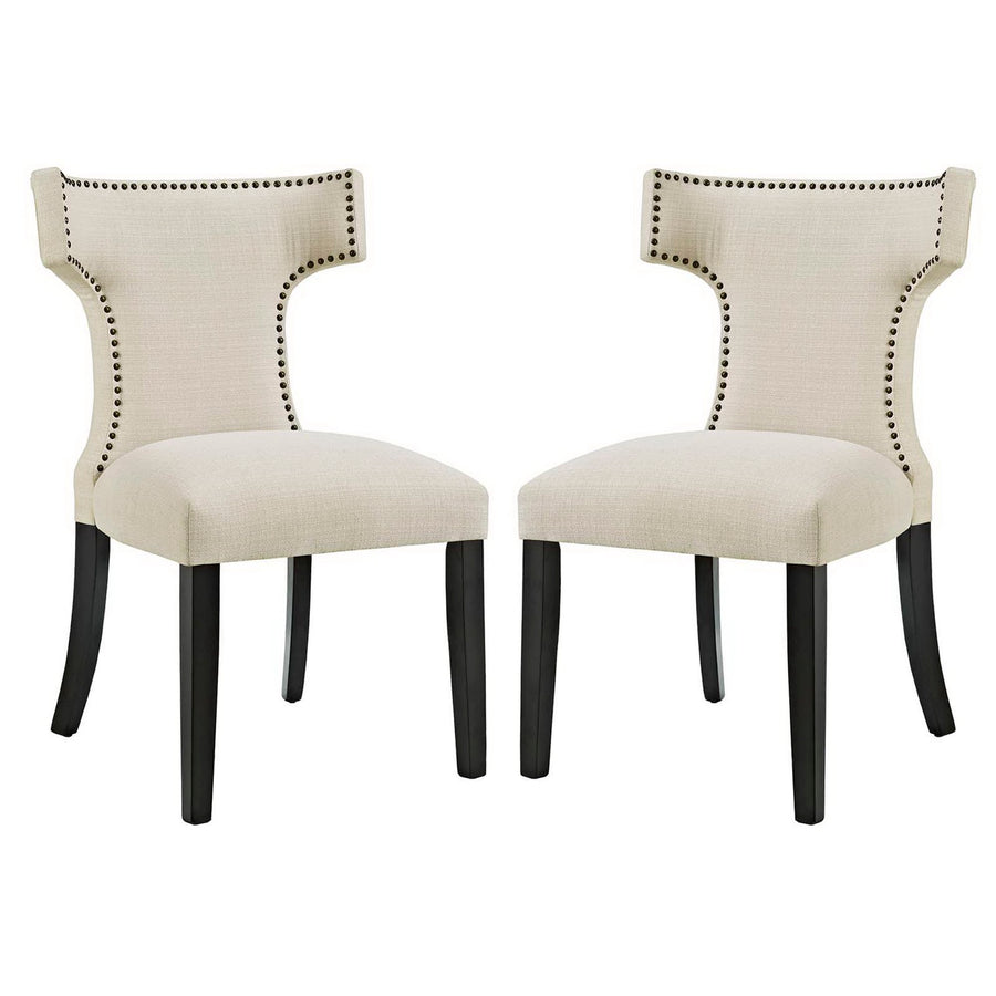 Spire Fabric Dining Side Chair Set of 2 in Beige