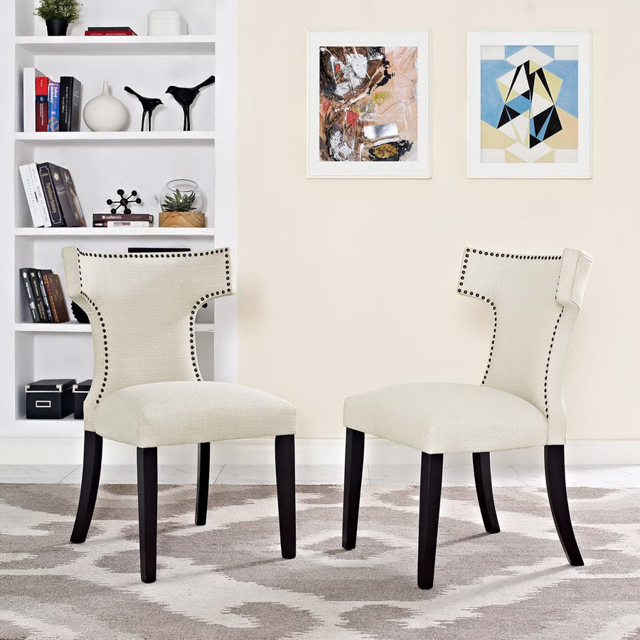 Spire Fabric Dining Side Chair Set of 2 in Beige