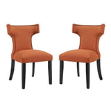 Spire Fabric Dining Side Chair Set of 2 in Orange