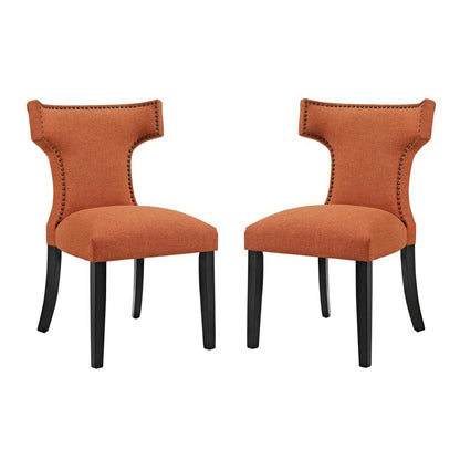 Curve Fabric Dining Side Chair Set of 2 by Furniture For America