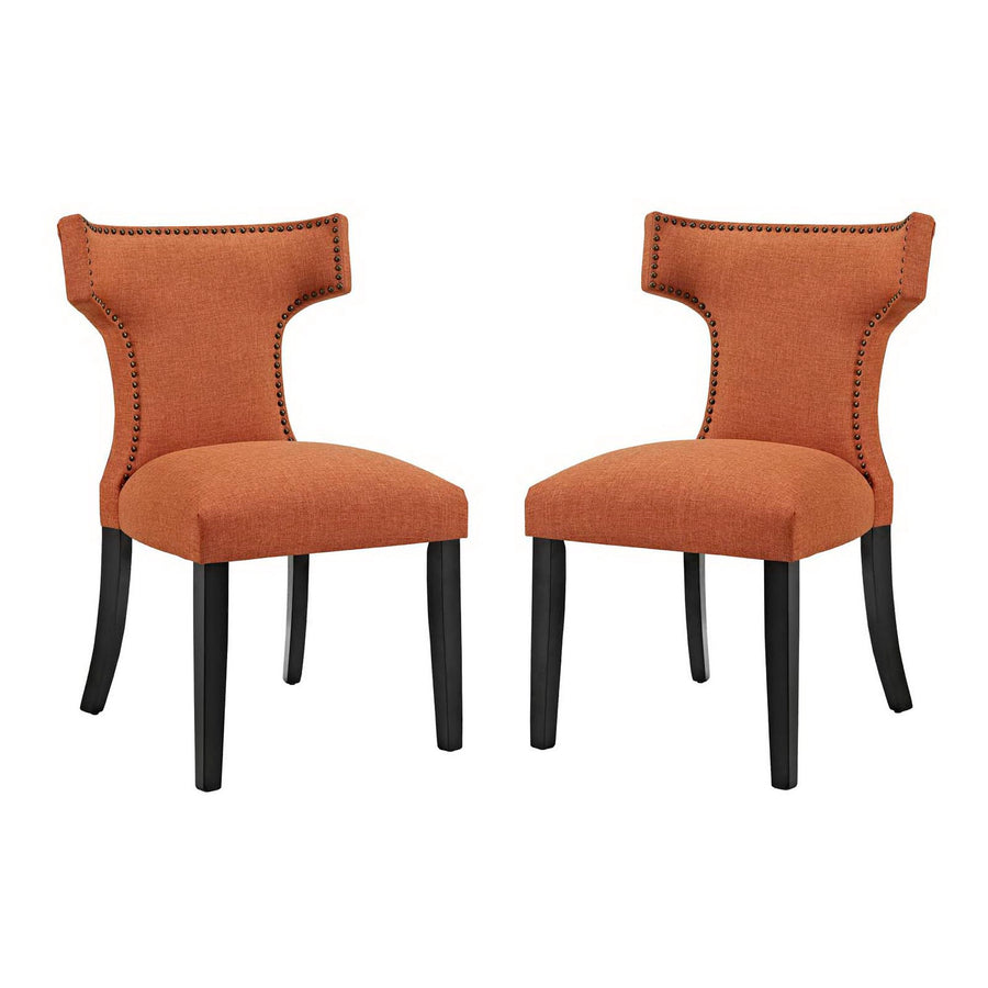 Spire Fabric Dining Side Chair Set of 2 in Orange